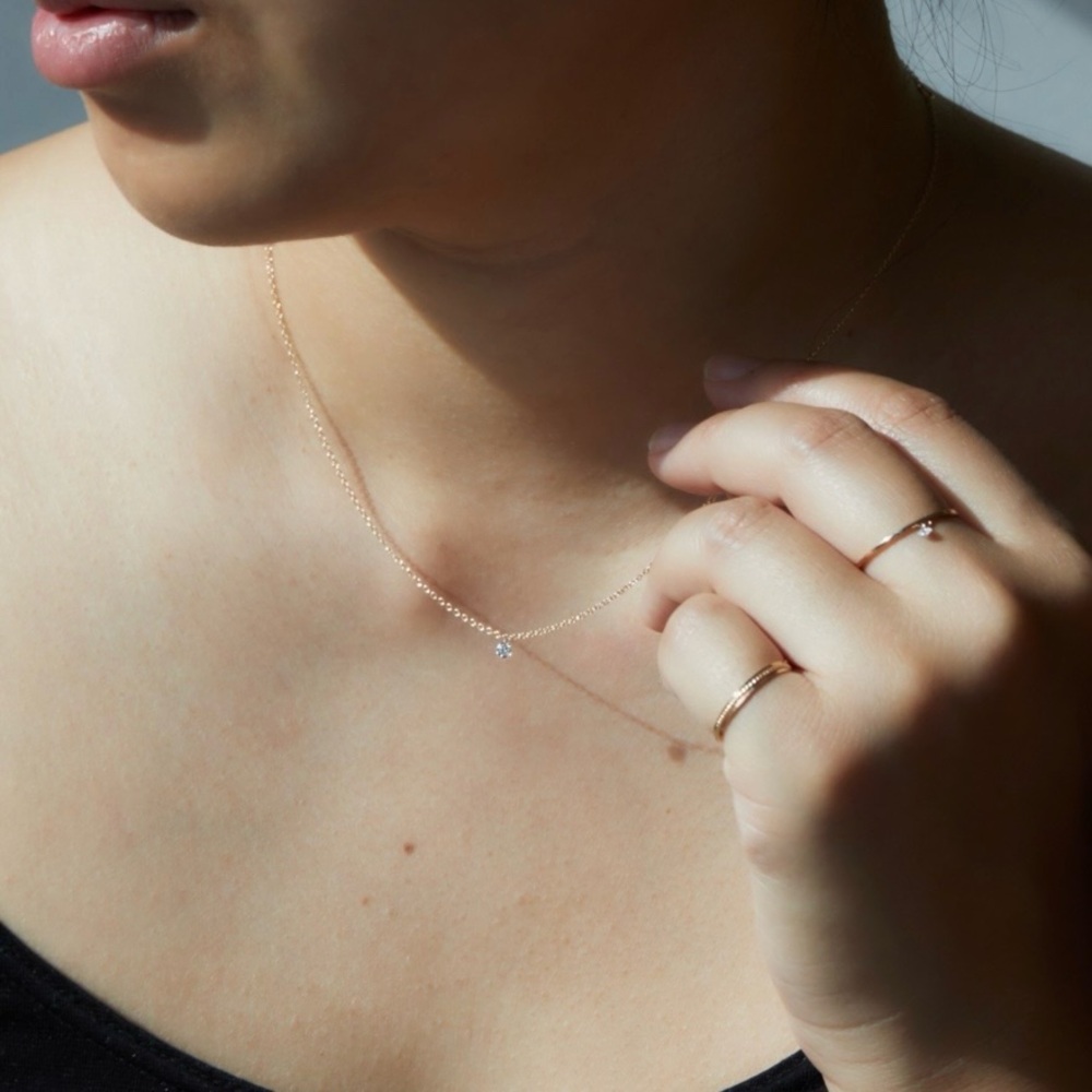 SALE Catbird 14k Yellow Gold Diamond Pinprick Necklace - Picture 2 of 7